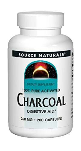 Source Naturals 100% Pure Activated Charcoal 260mg - From Coconut Shells - 200 Capsules Supplement Source Naturals 