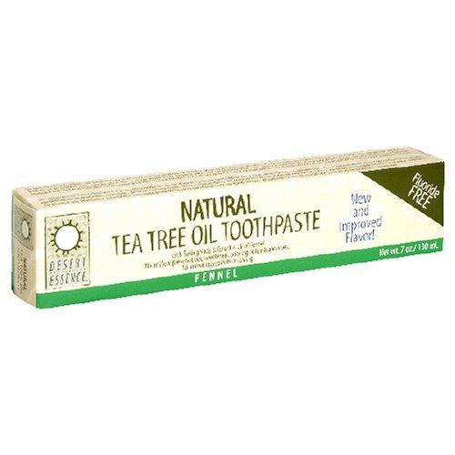 Desert Essence Natural Tea Tree Oil Toothpaste, Fluoride Free, Fennel, With Baking Soda, 6.25-Ounces (Pack of 3) Toothpaste Desert Essence 