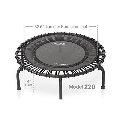 JumpSport 220 | Fitness Trampoline, In-Home Mini Rebounder | Total Body Exercise | Quiet & Safe Bounce | Long Lasting Premium Bungees for Quality & Durability | Music Workout DVD Incl. Fitness Trampoline JumpSport 