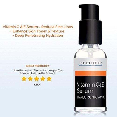 YEOUTH Vitamin C and E Day Serum with Hyaluronic Acid, anti aging skin care product/anti wrinkle serum will fill fine lines, even skin tone and fade age spots. Skin Care Yeouth 