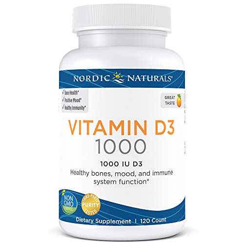Nordic Naturals Vitamin D3-25 mcg (1000 IU), Daily Dose of Vitamin D3 Supports Bone Health and Immune System Function, Helps Regulate Mood and Sleep Rhythms, Orange, 120 Soft Gels Supplement Nordic Naturals 