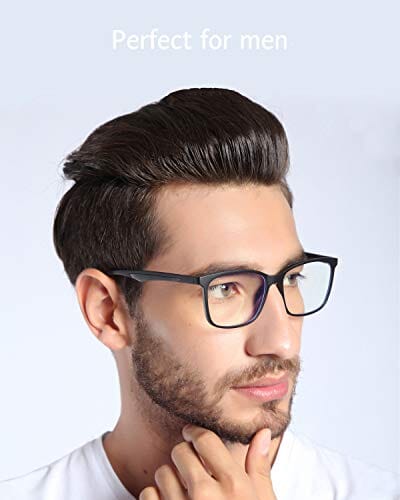 ANRRI Blue Light Blocking Glasses for Computer Use, Anti Eyestrain Lens Lightweight Frame Eyeglasses, Black, Men/Women Apparel ANRRI 