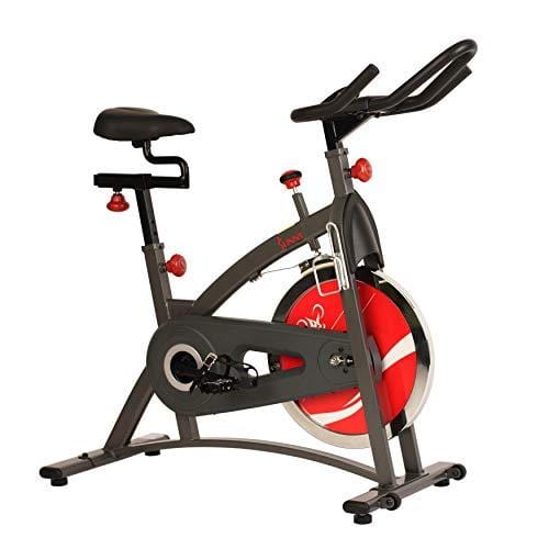 Sunny Health & Fitness Spin Bike Belt Drive Indoor Cycling Bike with LCD Monitor, 40 lb Chrome Flywheel, 265 lb Max Weight - SF-B1423, Gray Sports Sunny Health & Fitness 