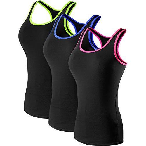 Neleus Women's 3 Pack Compression Base Layer Dry Fit Tank Top Activewear Neleus 