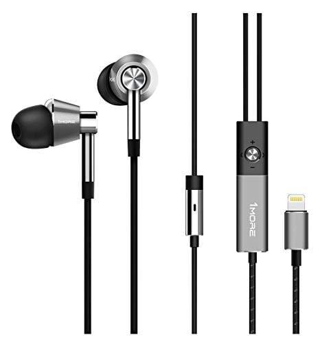 1MORE Triple Driver In Ear Headphones (Earphones/Earbuds) with Lightning Connector for Apple iOS with Compatible Microphone and Remote (Titanium) Electronics 1MORE 