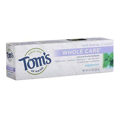 Tom's of Maine Whole Care with Fluoride Natural Toothpaste, Peppermint 4.7 oz (Pack of 2) Toothpaste Tom's of Maine 