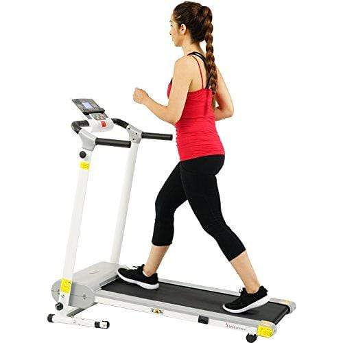 Sunny Health & Fitness Easy Assembly Motorized Walking Treadmill, White Sport & Recreation Sunny Health & Fitness 