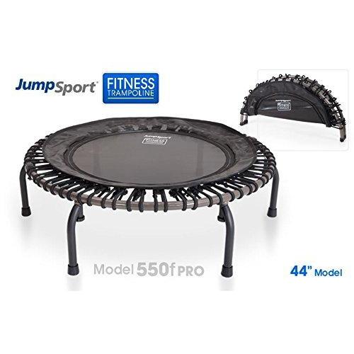 JumpSport 550F PRO | Folding Fitness Trampoline | Easy Transport | Professionals Choice | Extra Large Surface | No-Tip Arched Legs | Top Rated for Quality & Durability | 4 Music Workout Vids Incl. Fitness Trampoline JumpSport 