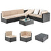 PAMAPIC 7 Pieces Patio Furniture，Outdoor Rattan Sectional Sofa Conversation Set with Tea Table and Washable Cushions, Beige Lawn & Patio PAMAPIC 