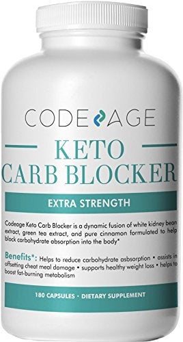 Keto Carb Blocker Capsules - 180 Count - Best Appetite Suppressant and Extreme Fat Burner - Promotes Healthy Weight Loss - 500mg White Kidney Bean Extract, 250mg Green Tea Extract, 200mg Pure Cinnamon Supplement Code Age 