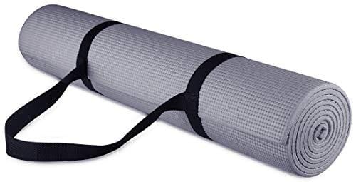 BalanceFrom GoYoga All Purpose High Density Non-Slip Exercise Yoga Mat with Carrying Strap, 1/4", Grey Sports BalanceFrom 
