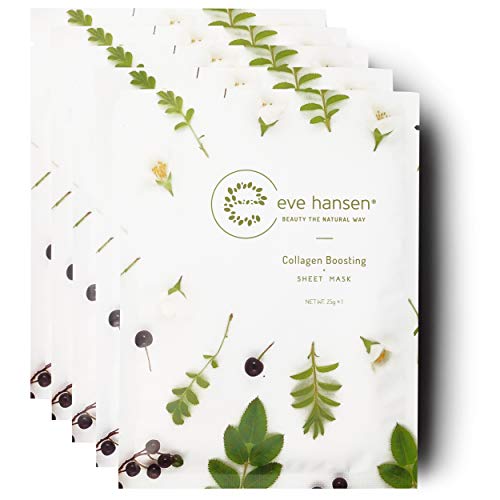 Eve Hansen Collagen Sheet Mask Set | Cruelty Free, Natural Hydrating Face Mask for Wrinkles and Dark Spots | 5X Facial Mask Sheet Face Masks Skin Care Eve Hansen 