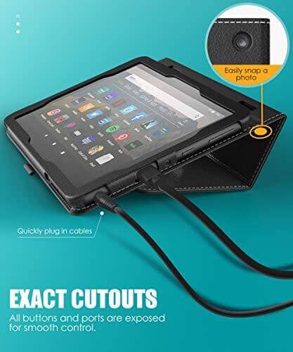 MoKo Case Compatible with All-New Kindle Fire HD 8 Tablet and Fire HD 8 Plus Tablet (10th Generation, 2020 Release),Slim Folding Stand Cover with Auto Wake/Sleep - Black Personal Computer MoKo 
