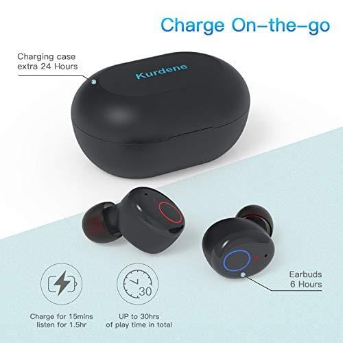 Kurdene Bluetooth Wireless Earbuds,Bluetooth Headphones with Charging Case Immersive Sounds IPX8 Waterproof Sport Mini Earphones Touch Control 24H Playtime Mic, for iPhone/Samsung/Windows/Android Electronics kurdene 