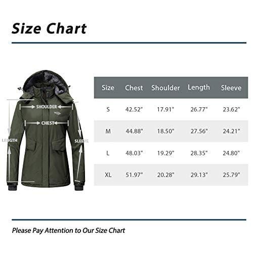 Wantdo Women's Winter Snowboard Jacket Hooded Mountain Waterproof Rainwear Windproof Winter Coat for Skiing(Army Green, Medium) Ski Wantdo 