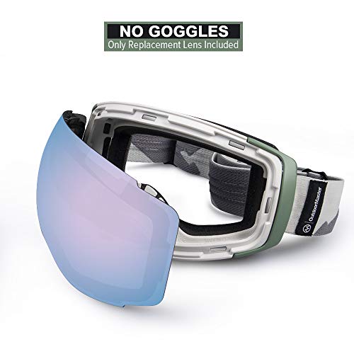 OutdoorMaster Ski Goggles PRO Replacement Lens - 20+ Different Colors ( VLT 12% Sapphire Lens with Free Carrying Pouch ) Ski OutdoorMaster 