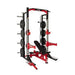 Lifeline Commercial Half Rack - 10 Olympic Plate Storage Horns, 4 Vertical Barbell Storage Tubes, Resistance Band Hooks, Multi-Grip Pull-Up Bar (Dip Station & Weights not Included), Black/Red (LLCHR) Sports Lifeline 