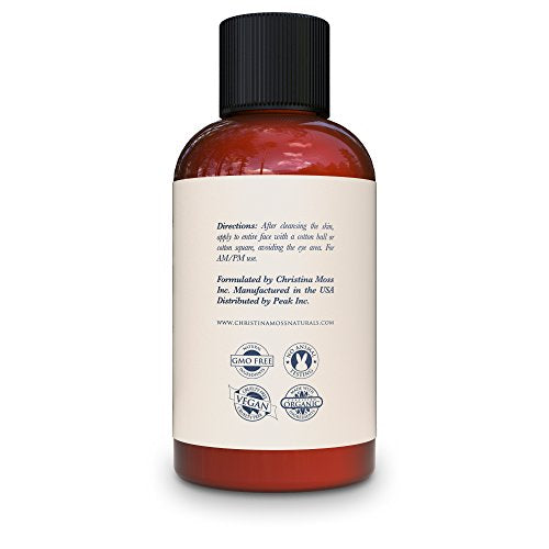 Facial Toner - Face Toner Made With Organic & Natural Ingredients - Skin Clearing, Refines, Tightens Pores, Hydrates, Restores pH. No Harmful Chemicals or GMOs. Christina Moss Naturals 4oz Unscented Skin Care Christina Moss Naturals 