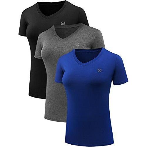 Neleus Women's 3 Pack Compression Workout Athletic Shirt Activewear Neleus 