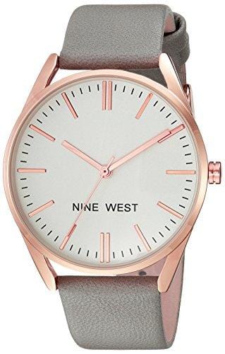 Nine West Women's NW/1994RGGY Rose Gold-Tone and Grey Strap Watch Watch NINE WEST 