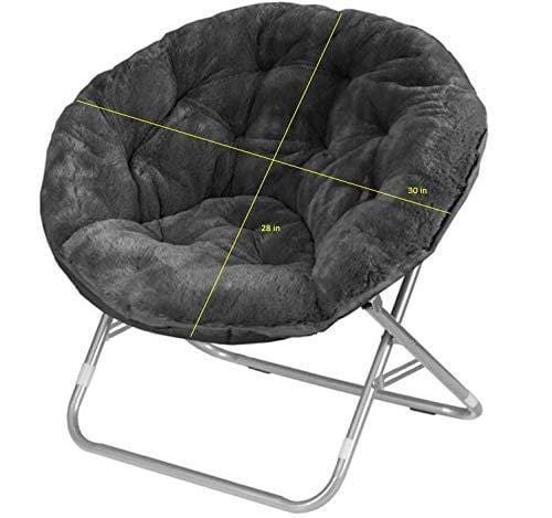 Urban Shop Faux Fur Saucer Chair with Metal Frame, One Size, Black Toy Urban Shop 