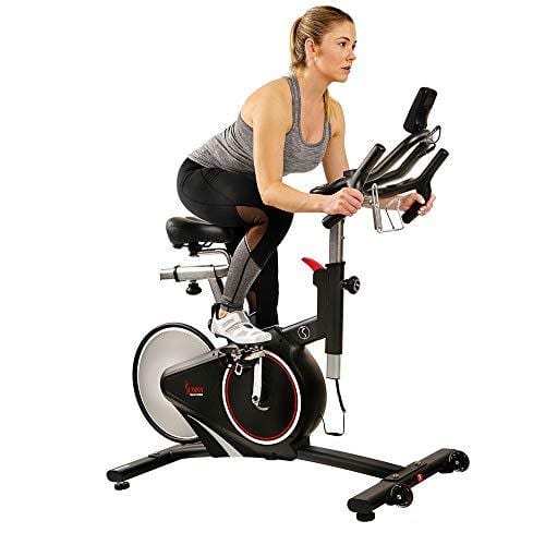 Sunny Health & Fitness Magnetic Rear Belt Drive Indoor Cycling Bike with RPM Cadence Sensor - SF-B1709, Black Sports Sunny Health & Fitness 