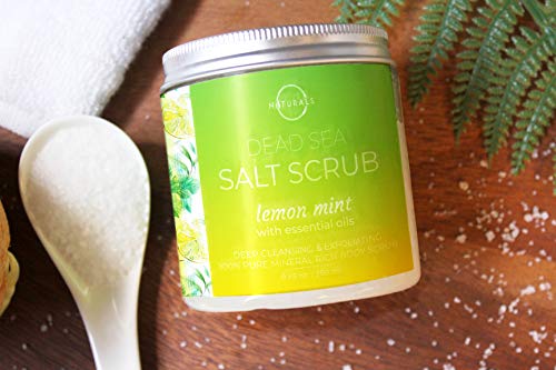 O Naturals Rejuvenating Lemon & Mint Dead Sea Salt Face & Body Scrub. Refreshes, Exfoliates, Tones & Treats Oily Skin, Acne. Anti-Aging. Antiseptic, Antimicrobial. Sweet Almond & Argan Oil 8.45 Oz Skin Care O Naturals 