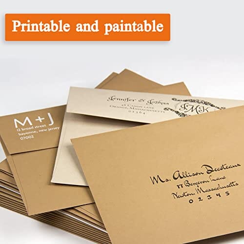 AZAZA 100 Pack A7 Brown Kraft Paper Invitation 5 x 7 Envelopes