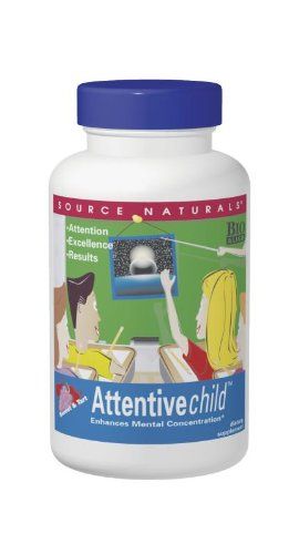 Source Naturals Attentive Child Chewables Bio-Aligned Supports Brain Metabolism and Enhances Mental Concentration - 60 Wafers Supplement Source Naturals 