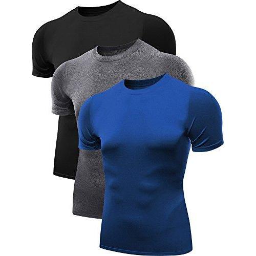 Neleus Men's 3 Pack Athletic Compression Under Base Layer Sport Shirt Activewear Neleus 