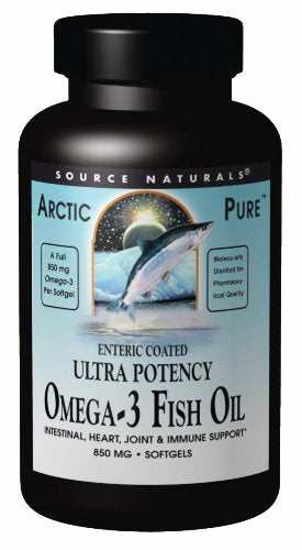 Source Naturals ArcticPure Omega-3 Fish Oil Ultra Potency 850mg Enteric Coated EPA/DHA for a Healthy Heart, Joints and Immune System - Molecularly Distilled for Pharmaceutical Quality - 120 Softgels Supplement Source Naturals 