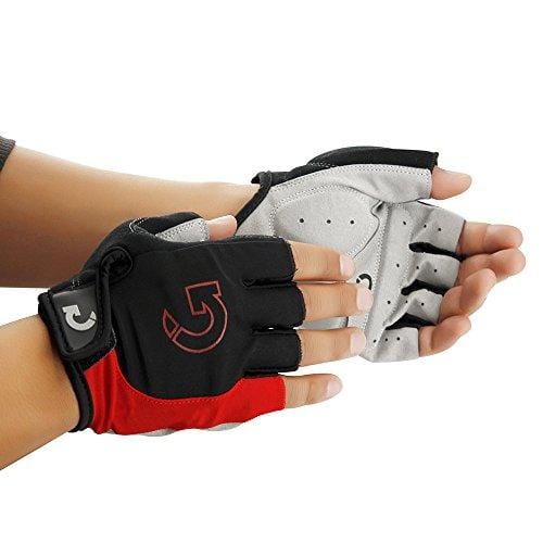 GEARONIC Cycling Bike Bicycle Motorcycle Glove Shockproof Foam Padded Outdoor Workout Sports Half Finger Short Gloves - Red"XL" Outdoors GEARONIC TM 