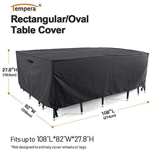 Tempera Patio Furniture Cover, Waterproof Outdoor Table and Chair Set Cover, Heavy Duty and UV Resistant, Space Grey, 108x82 inches Lawn & Patio Tempera 