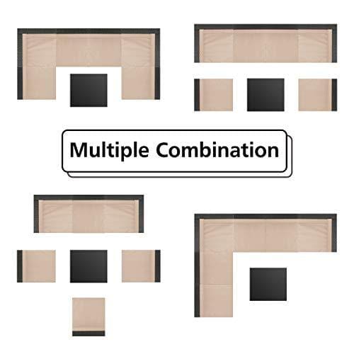 PAMAPIC 7 Pieces Patio Furniture，Outdoor Rattan Sectional Sofa Conversation Set with Tea Table and Washable Cushions, Beige Lawn & Patio PAMAPIC 