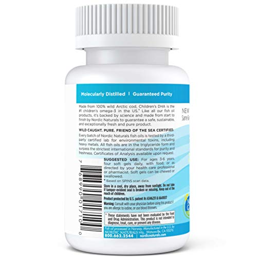 Nordic Naturals - Children's DHA, Healthy Cognitive Development and Immune Function, 90 Soft Gels Supplement Nordic Naturals 