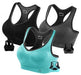 FITTIN Racerback Sports Bras - Pack of 3 - Padded Seamless High Impact Support For Yoga Gym Workout Fitness, Grey/Black/Aqua, XXL Apparel FITTIN 