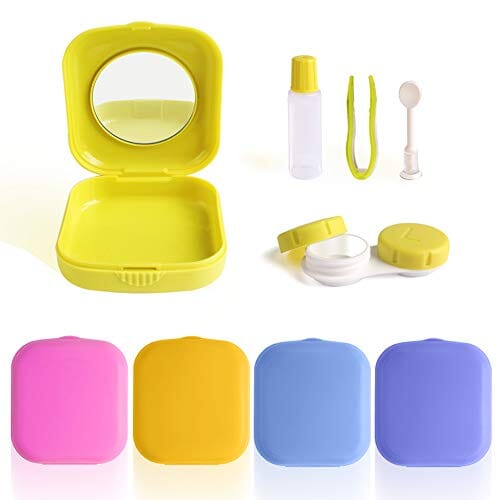 Cute Pocket Mini Contact Lens Case Travel Kit Easy Carry Mirror Container Holder Purple Drugstore Ownsig 