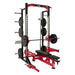 Lifeline Commercial Half Rack - 10 Olympic Plate Storage Horns, 4 Vertical Barbell Storage Tubes, Resistance Band Hooks, Multi-Grip Pull-Up Bar (Dip Station & Weights not Included), Black/Red (LLCHR) Sports Lifeline 