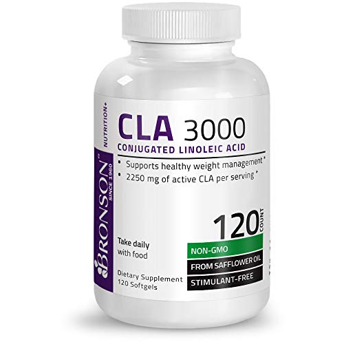 Bronson CLA 3000 Extra High Potency Supports Healthy Weight Management, Non-GMO Conjugated Linoleic Acid From Safflower Oil, Gluten Free, Stimulant Free, 120 Softgels Supplement Bronson 
