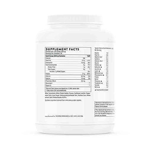 Thorne Research - Whey Protein Isolate (Vanilla Flavor) - Easy-to-Digest Whey Protein Isolate Powder - NSF Certified for Sport - 28.5 oz Supplement Thorne Research 