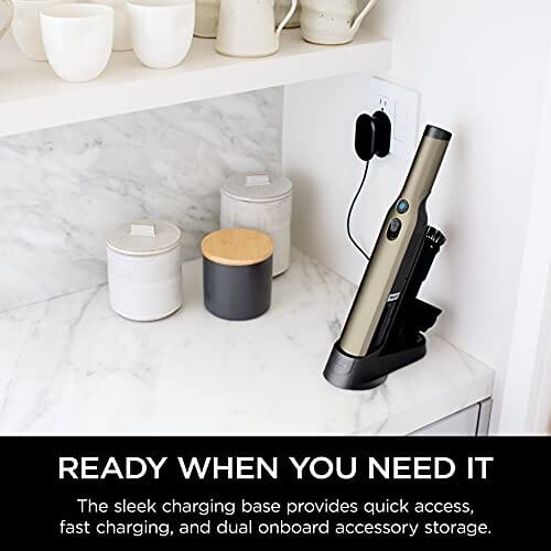 Shark WANDVAC Cordless Hand Vac Lightweight and Portable at 1.4 lbs. with Powerful Suction, Charging Dock, One-Touch Empty for Car & Home, Gold Home Shark 