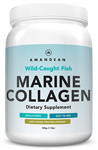 Premium Anti-Aging Marine Collagen Powder 17.6 Oz | Wild-Caught Hydrolyzed Fish Collagen Peptides | Type 1 & 3 Collagen Protein Supplement | Amino Acids for Skin, Hair, Nails | Paleo Friendly, Non-GMO Supplement AMANDEAN 