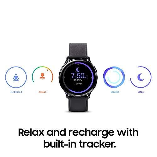 Samsung Galaxy Watch Active2 W/ Enhanced Sleep Tracking Analysis, Auto Workout Tracking, and Pace Coaching (44mm, GPS, Bluetooth), Aqua Black - US Version with Warranty Wireless Samsung 