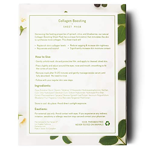 Eve Hansen Collagen Sheet Mask Set | Cruelty Free, Natural Hydrating Face Mask for Wrinkles and Dark Spots | 5X Facial Mask Sheet Face Masks Skin Care Eve Hansen 