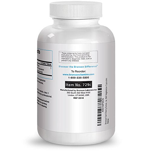 Bronson Tart Cherry Extract 2500 mg Premium Non-GMO Gluten Free Soy Free Formula Packed with Antioxidants and Flavonoids, 360 Vegetarian Capsules Supplement Bronson 