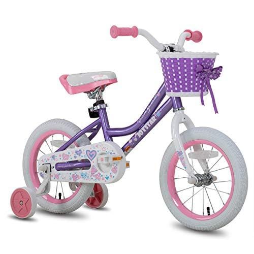 JOYSTAR 14 Inch Kids Bike for Girls with Training Wheels & Basket for 3 4 5 6 Years Kids, Child Bicycle with Basket, Children Cycling, Purple Outdoors JOYSTAR 