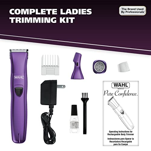 Wahl Pure Confidence Rechargeable Electric Trimer, Shaver, & Detailer for Smooth Shaving & Trimming of The Face, Under Arm, Eyebrows, & Bikini Areas – Model 9865-100 Beauty Wahl Clipper 
