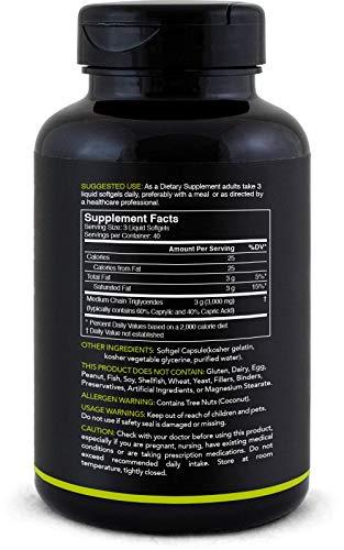 Coconut MCT Oil (Medium Chain Triglycerides) 120 Softgels ~ Keto Fuel for the Brain & Body ~ Non-GMO, Gluten & Dairy Free Supplement Sports Research 
