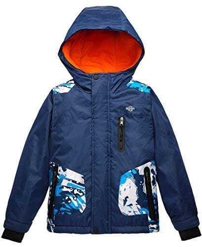 Wantdo Boy's Ski Jacket Waterproof Thick Winter Coat with Hood for Skiing Skating Hiking 8 Navy Ski Wantdo 