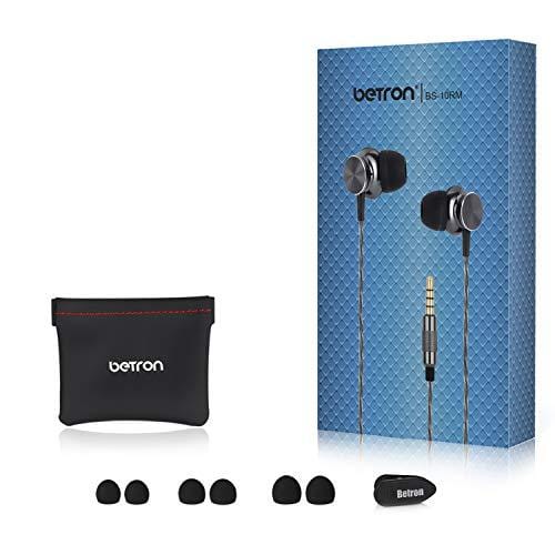 Betron BS10 Earbuds, Noise Isolating in Ear Headphones, Earphones with Powerful Bass Sound, 3.5mm Jack, Compatible with iPhone, iPad,Tablets, Laptops, Samsung and Android Smartphones, Black Electronics Betron 